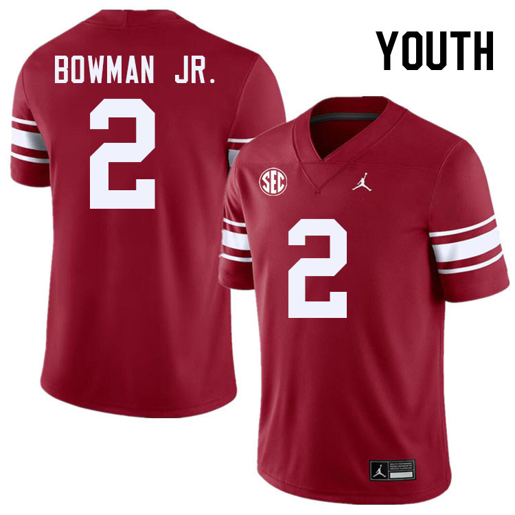 Youth #2 Billy Bowman Jr. Oklahoma Sooners 2024 SEC Conference College Football Jerseys-Throwback